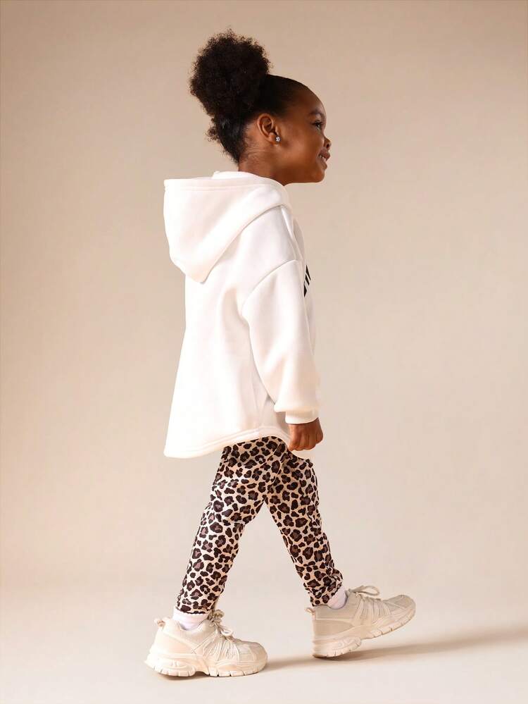 White Hoodie With Leopard Print Leggings Set