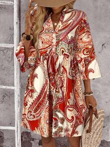 EMERY ROSE Women's Casual Paisley Print Mini Dress For Vacation - Multicolor - View 3