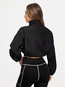 Eassivo جاكيت رياضية كاجوال للنساء بسحاب أمامي وأكمام طويلة بلون أحادي