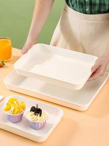 1pc Extra Large Multi-Color Tray, Rectangular Plastic TeaTray, Outdoor Picnic Plate Tray, Dessert Plate, BarbecuePlate, Suitable For Home, Living Room, Cafe, Restaurant.Wedding Party, Christmas, Halloween Decor - Multicolor - View 4
