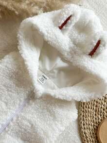 Vintaside Kids Baby GirlThermal Lined Vest, Thick Warm Jacket With 3D Rabbit Ear Decoration, Countryside Style, Fashion & Elegant, All-Match Outerwear For Spring, Autumn And Winter