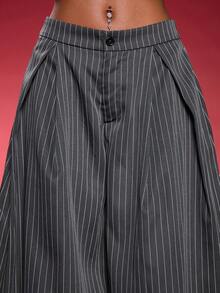 Normani Quần ống rộng cạp trễ màu xám họa tiết chuối phong cách hippie cổ điển Y2K dạo phố mùa hè cho nữ - Màu xám đen - Xem 6