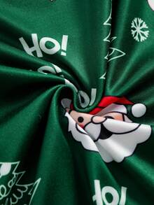 2 件男童长袖圣诞老人和圣诞树图案字母印花舒适睡衣套装 - 綠色 - 查看 6