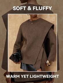 Lumalex VITNOS 奢华秋冬女士不对称设计时尚双面大衣,配腰带,冬季休闲优雅,秋季时尚百搭,适合周末度假、晚宴、秋冬工作场合,今冬必备,御寒大衣,新年、生日礼物,冬季奢华外套,适合约会、外出、夜生活、婚礼、假日、生日、工作和通勤等各种场合。 - 咖啡棕 - 查看 4