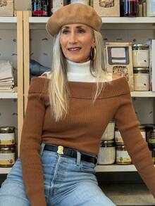 Vivie Lora Women's 2 In 1 Contrast Color Patchwork Turtleneck Long Sleeve Sweater - Khaki - View 4