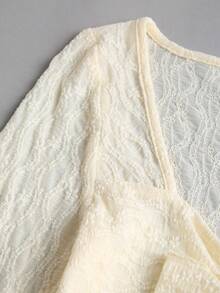 Sweetra Women's Y2K Bowknot Textured Flare Sleeve Top - Apricot - View 5