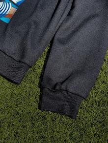 Captain Tsubasa X SHEIN 青少年男孩运动休闲足球运动员图案连帽卫衣，黑色男孩卫衣动漫卫衣Y2K图案卫衣男孩图案卫衣 - 黑色 - 查看 5