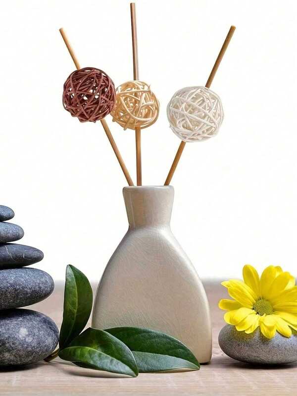 3/12PCS Natural Rattan Balls Vase Filler Home Decor For Wedding Christmas Halloween Party Table Centerpiece DIY Crafts Wreath Making Supplies