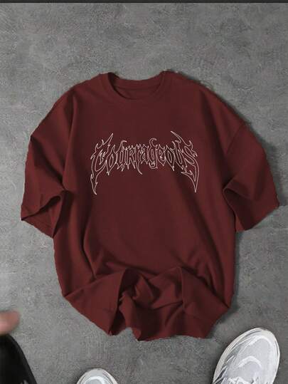 Sport MetroGents 男士字母印花圆领宽松短袖运动T恤