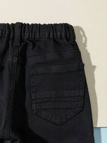 SHEIN Vintaside Kids Toddlers' Casual All-Match 5-Pocket Straight Leg Jeans, Minimalist Versatile Fashion Item For Everyday Wear - Black - View 4