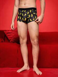Męskie bokserki w kolorze czarnym z nadrukiem bananów i zabawną grafiką w stylu streetwear - Czarne - Zobacz 3