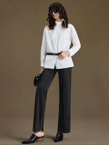 Ontre 女士百搭休闲商务裤，秋冬季理想之选 - 黑色 - 查看 3