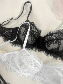 Seduluxe 4pcs Women Floral Lace Comfortable Lingerie Set - Multicolor - View 6