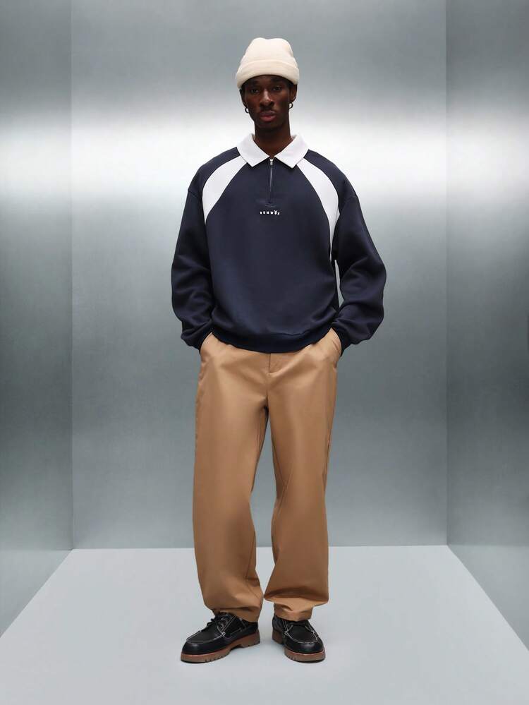 PLAYBOY X SUMWON Quarter Zip Retro Polo Sweatshirt With Hood