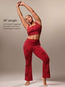 GLOWMODE 28'' FeatherFit™ Plus Size Petite High-Rise Waist Flare Leggings Low Impact Yoga Pilates Daily - Multicolor - View 3
