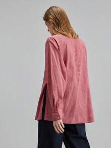 Ontre قميص نسائي أسيمتري طويل الأكمام مفكك التصميم مربع، مناسب للتنقل الحضري والأعمال والارتداء اليومي، خريف/شتاء