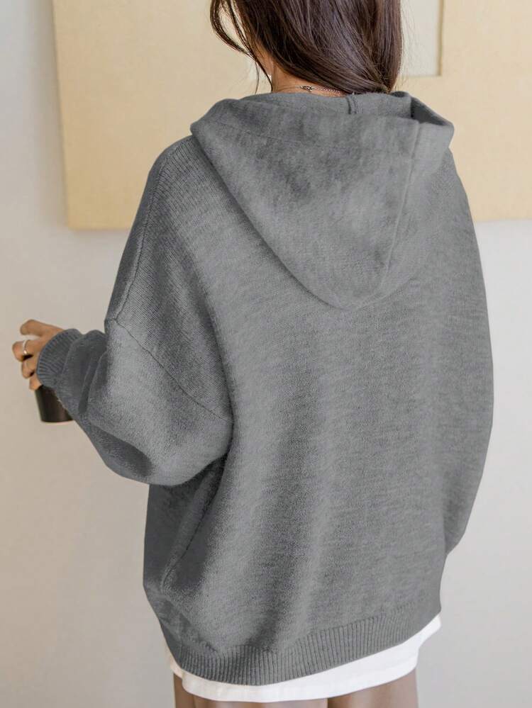 Women's Solid Color Hooded Sweatshirt Knit Sweatshirt, Autumn/Winter