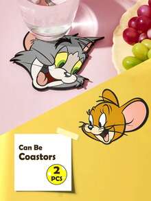 TOM & JERRY X Joivida Zwei-in-Eins-Set aus 2 Getränkehaltern und Kühlschrankaufklebern, schützt den Schreibtisch, dekoriert den Schreibtisch und den Kühlschrank - Verschiedenfarbig - Übersicht 4