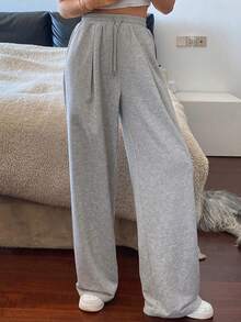 Dazy Tall 女式高腰/长款休闲束腰运动裤 - 淺灰色 - 查看 3