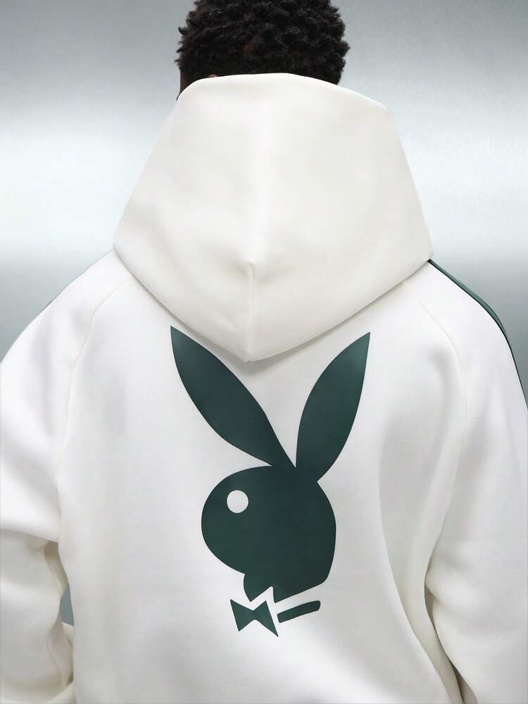 PLAYBOY X SUMWON Crop Fit Overhead Pullover Hoodie With Bunny Logo And Centre Pocket For Casual Streetwear