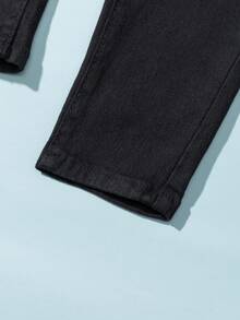 SHEIN Vintaside Kids Toddlers' Casual All-Match 5-Pocket Straight Leg Jeans, Minimalist Versatile Fashion Item For Everyday Wear - Black - View 5