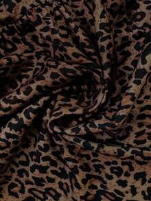 SHEIN LUNE 女士休闲荷叶边领豹纹长袖荷叶边下摆时尚衬衫棕色衬衫豹纹上衣猎豹纹衬衫荷叶边衬衫动物纹豹纹衬衫猎豹纹上衣，休闲 - 彩色 - 查看 7