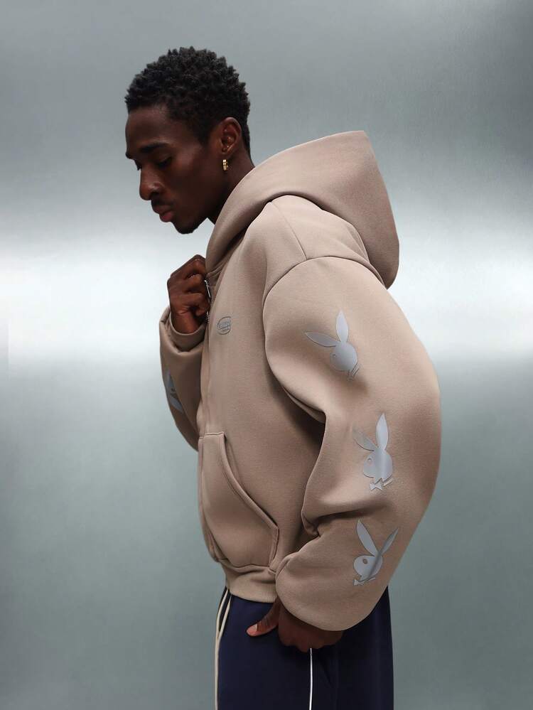 PLAYBOY X SUMWON Full Zip Hoodie With Bunny Logo