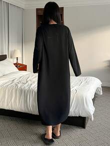 DAZY Women's Loose Letter Print Long T-Shirt Style Nightgown, Autumn/Winter, Moo Moo Night Dress