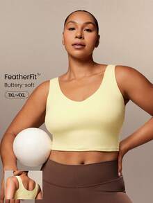GLOWMODE FeatherFit™ U Neck U Back Cropped Sports Bra Tank Top Low Impact Yoga Daily Removable Cups