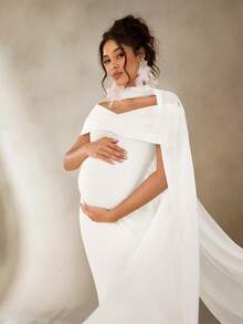 Cheriluna Maternity Maternity Photography Dress, White Long Elegant Gown, Suitable For Maternity Photoshoot - White - View 6