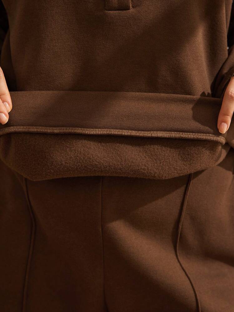Plus Size Brown 2 Pieces Set Women Solid Color Long Sleeve Top And Pants Elegant Party Outfit White,Autumn,Sequin,Smart Casual,Hiking Winter Clothes