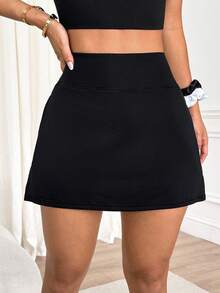 Dewbera SHEIN Women's Versatile Summer Sports Skirt With Built-In Shorts – Back Waist Pocket And Phone Pocket, Running & Workout Skort