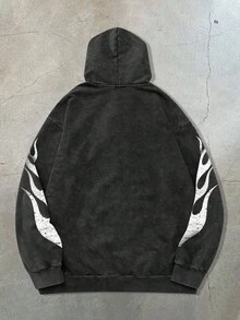 Manfinity EMRG 1 Stück Herren Street Fashion Racing 23 Element Muster Destroyed Hoodie Sweatshirt, geeignet für Herbst/Winter