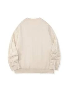 Manfinity Hypemode Sweater Kasual Pria Longgar Leher V dengan Dekorasi Mutiara Imitasi, Musim Gugur/Musim Dingin, Atasan Lengan Panjang - Aprikot - View 2