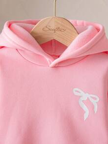 Souflis 2 Stücke/Set Mädchen Lässig hellrosa Langarm Sweatshirt und Hose Outfit, geeignet für Schule, Ausflüge und Spiel, Herbst/Winter 2025