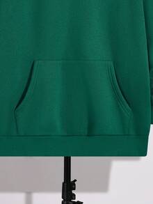 SHEIN 1 件青少年男孩休闲运动学院半门立领运动衫，带抓绒面料，绿色基本款百搭，适合青少年男孩服装，幼儿男孩服装，返校男孩套装，适合生日派对、晚会、表演、婚礼、洗礼、开幕式，适合日常穿着，适合上学，适合旅行，适合运动，适合秋冬季节