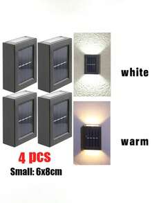 1-6 Peças Luzes de Parede Solares, Luzes Solares LED para Jardim Externo, Luminárias Decorativas de Parede para Jardim, Lâmpadas de Parede de Plástico Impermeáveis de 2 Cabeças para Iluminação Externa, Iluminação de Rua, Decoração de Varanda, Pátio e Gramado de Casa - Multicolorido - Visão 16