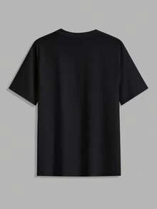 Manfinity Homme Áo thun nam cổ tròn tay ngắn in họa tiết khẩu hiệu Paris - màu đen - Xem 3