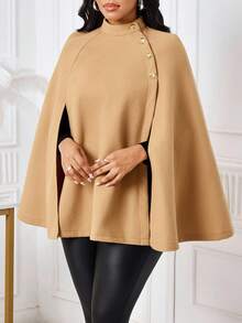SHEIN Lady 女款秋季辦公駝色優雅大衣 - 卡其色 - 查看 6