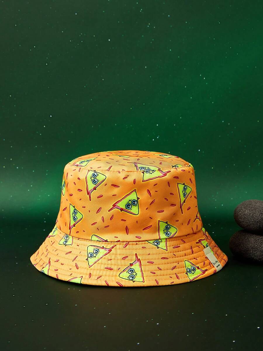 Rick and Morty X SHEIN Women's Cartoon Pattern Fashionable Cute Bucket Hat, Suitable For Daily Wear - White - View 1