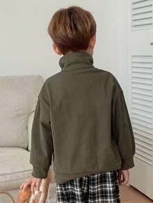 Dazy Kids Toddler Boys' Loose Fit Leopard Print Collar Sweatshirt, Casual Autumn