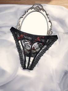 SpicyHot 1pc Mature Red Lace Butterfly Sexy Hollow-Out Series Panty