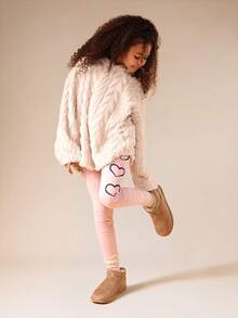 SUMWON Fluffy Sherpa Hoodie With Leggings For Cozy Winter Wear - Apricot - View 5