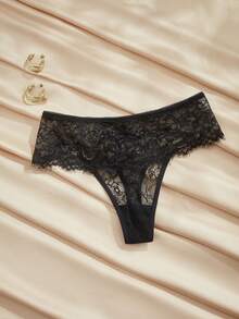 Charlaine Sexy Lace Thong Panties For Women, Daily Wear - Black - View 1