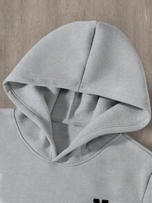 Manfinity Homme 男士纽约字母印花休闲简约通勤卫衣和运动裤套装（2件套），秋冬季，保暖内衬 - 彩色 - 查看 5