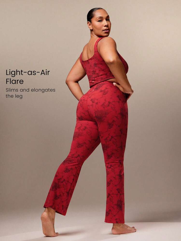 28'' FeatherFit™ Plus Size Petite High-Rise Waist Flare Leggings Low Impact Yoga Pilates Daily