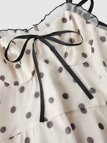 SHEIN MOD Váy 2 trong 1 họa tiết chấm bi cổ điển tuyệt đẹp có thể tháo rời nhiều chân váy - Phong cách cung điện, Váy sinh nhật, Váy đi biển, Váy xếp ly - Màu be - Xem 10