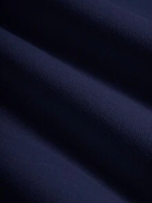 SHEIN 少女纯色简约宽松卫衣，休闲学院风，舒适时尚，百搭柔软面料，适合日常穿着、上学、外出、户外活动。藏蓝色卫衣，纯色卫衣，少女宽松卫衣。 - 藏蓝色 - 查看 5