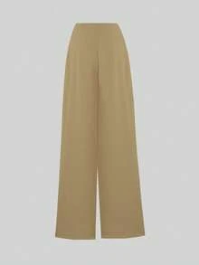 SHEIN Clasi Women's Solid Color Pleated Wide Leg Loose Casual Pants