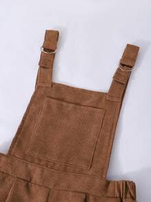 Sparklyn Girls' Retro Corduroy Bib Pants, Straight Leg Casual Wide Leg Jumpsuit With Pockets, Adjustable Straps